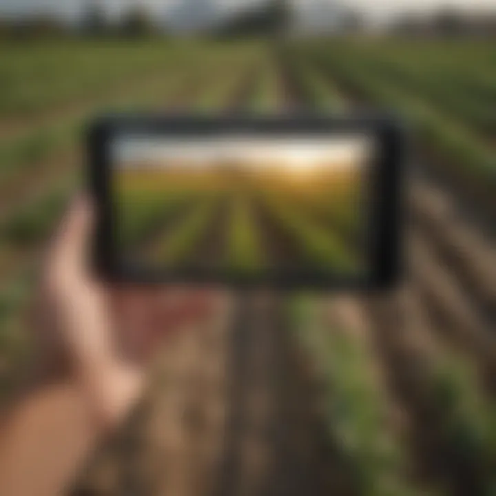 Android farming app interface showcasing crop management tools