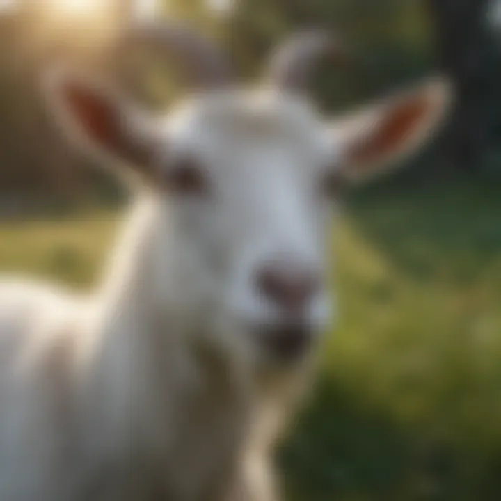 Diverse goat breeds in a lush pasture