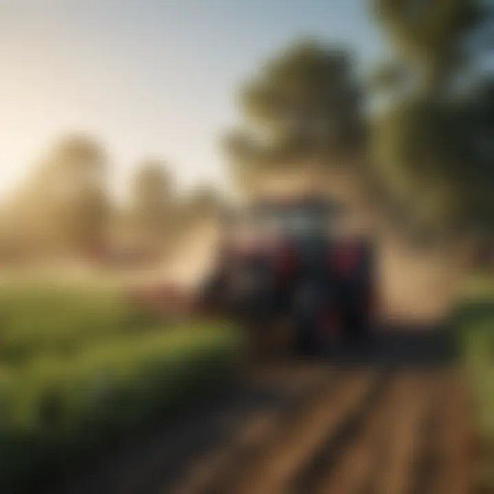 Modern agricultural machinery in action