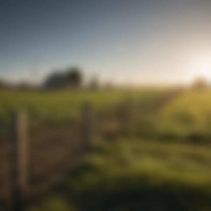 A well-fenced agricultural field showcasing sustainable farming practices.