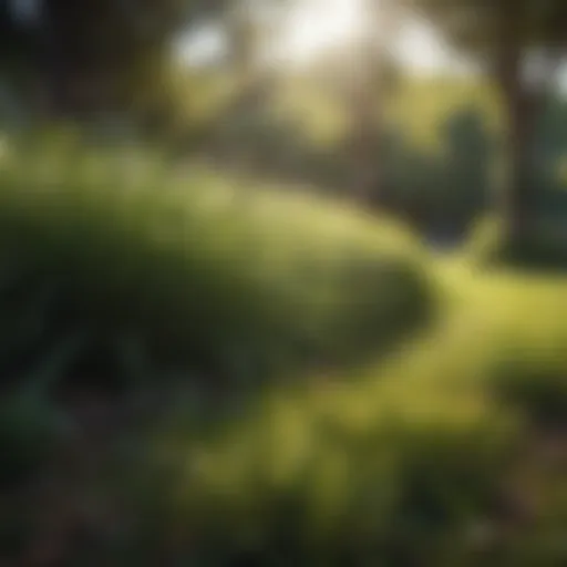 Lush fescue grass thriving in shaded garden