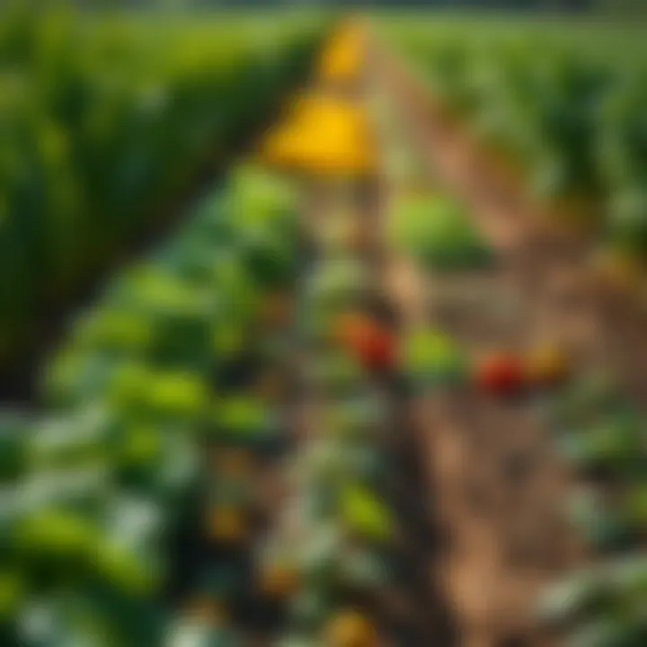 A flourishing organic farm showcasing diverse crops and healthy soil