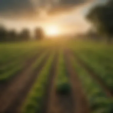 Diversity in Agriculture: A Field of Abundance A lush green field showcasing diverse crops in their natural habitat.