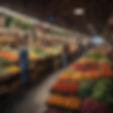 The Marketplace: Where Freshness Meets Community Choices A vibrant market scene filled with fresh produce and local goods.