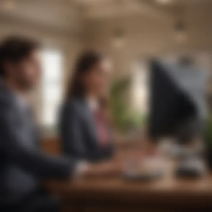 Front desk team collaborating in an office setting