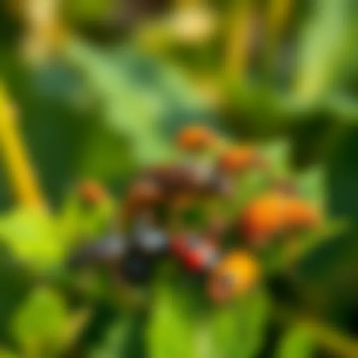 Diverse garden pests on foliage