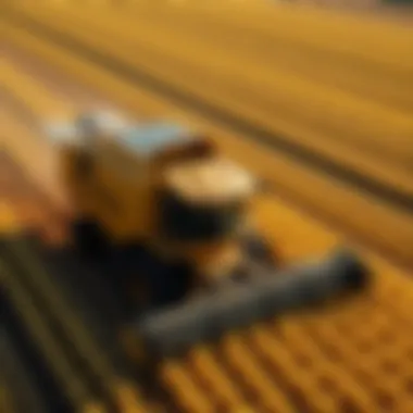 Gleaner Combines in Action on Modern Farms Aerial view of a Gleaner combine at work in an expansive farm