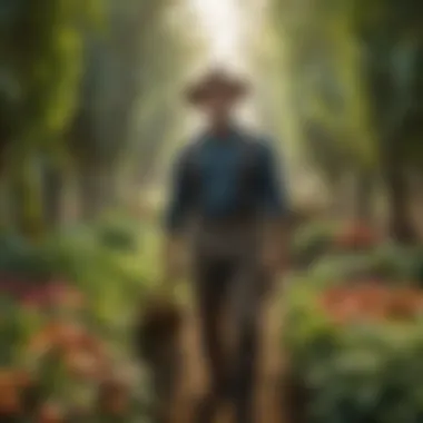 Diversity in Organic Farming A lush organic farm showcasing diverse crops thriving in harmony with nature.