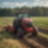 Gopher poison machine attached to a tractor in a field