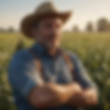 A successful farmer celebrating in their field