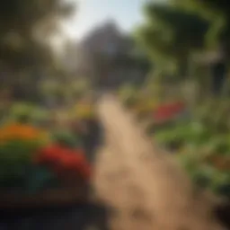 A vibrant community garden showcasing diverse crops