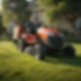 A Grasshopper lawn mower on a well-manicured lawn