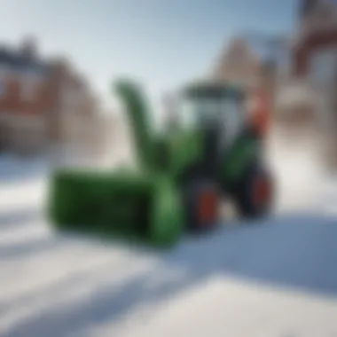 Green Machine Snowblower in Action A Green Machine snowblower in action clearing a snowy driveway.