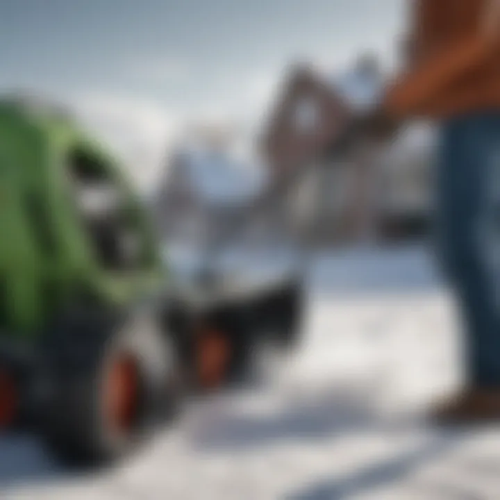Demonstration of the snowblower's controls and user-friendly interface.