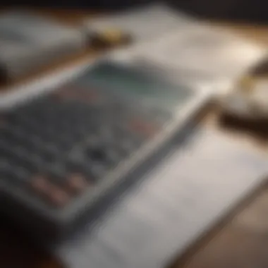 Close-up of a financial calculator and loan documents