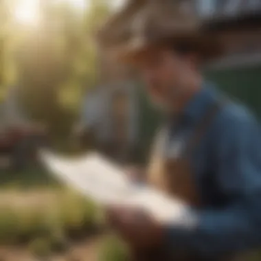 A farmer evaluating property documents