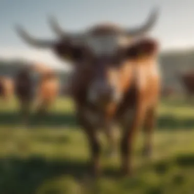 Livestock pasture with healthy cattle grazing