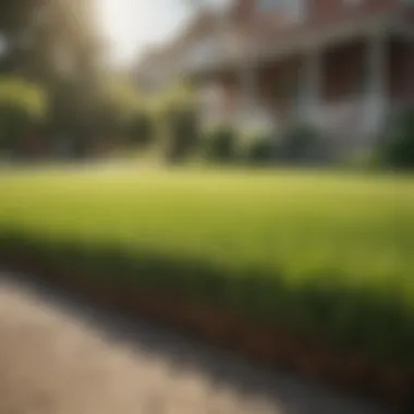 Results of Effective Lawn Care A beautifully maintained lawn with healthy grass patches, highlighting the results of using a sod plugger.