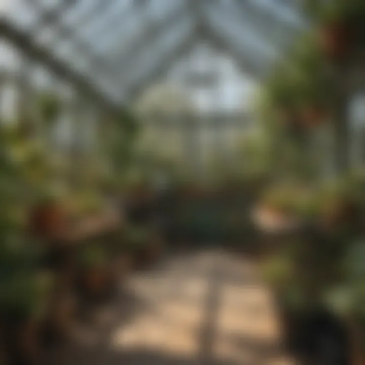 A well-organized interior of a hobby greenhouse