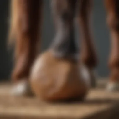 Close-up of an equine hoof being packed with modern hoof filling