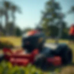 Hustler lawn mower in action on a beautiful lawn