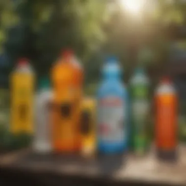 Various Insecticides Bottles of various insecticides on a garden table