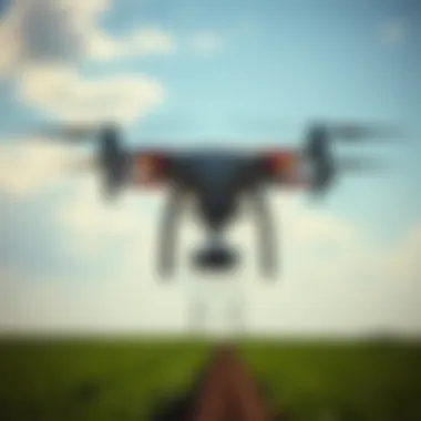 Advanced agricultural technology in action with drone monitoring