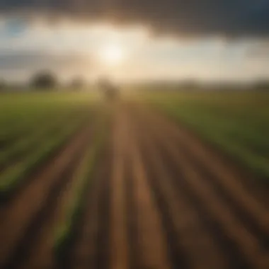 An agricultural field with advanced technology for monitoring crops