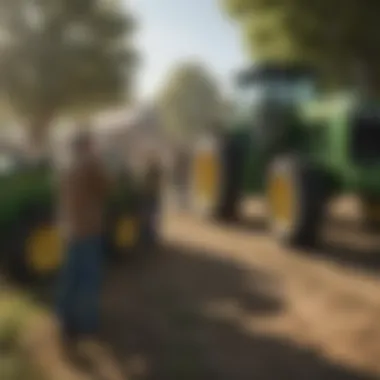 Local farmers interacting with John Deere equipment