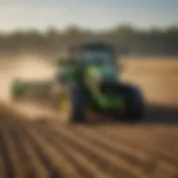 John Deere equipment in a field