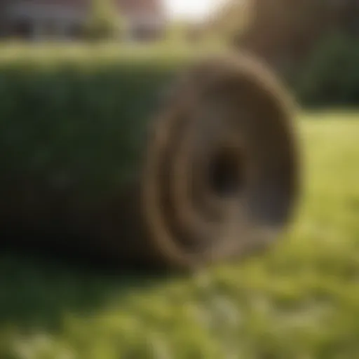 Close-up of freshly laid sod on a lawn