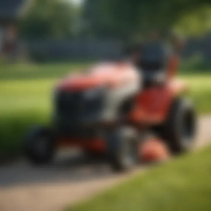 Illustration of a lawn tractor vacuum in action collecting grass clippings.