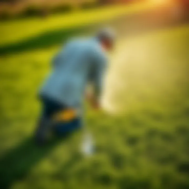 Professional Application of Liquid Solutions Expert applying liquid solution on a lawn