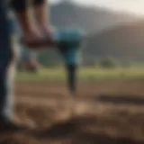 Makita cement drill in action on agricultural land