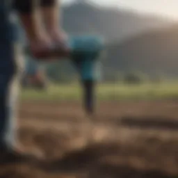 Makita cement drill in action on agricultural land