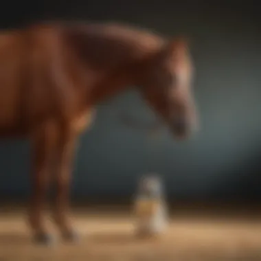 A mare displaying relaxed behavior during a training session