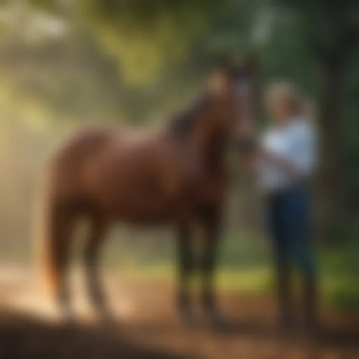 A veterinarian consulting with a horse owner about calming supplements