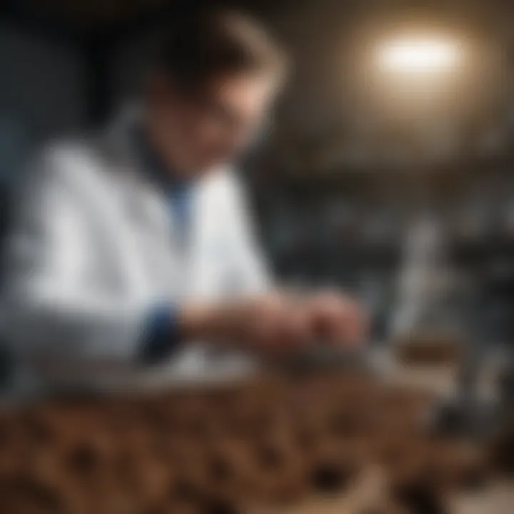 A researcher analyzing soil carbon levels in a lab