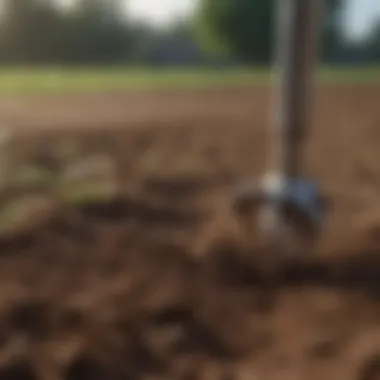 Soil sampling tools resting on a field