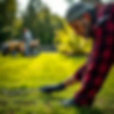 Assessing Lawn Grading for Even Surfaces A professional assessing lawn grading to ensure evenness
