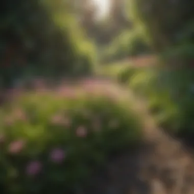 Vibrant Garden with Micro Clover Grass Lush micro clover grass in a vibrant garden setting