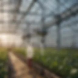 Micro dosing pump in action within a greenhouse setting
