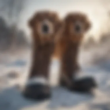 Muttluks boots protecting a dog's paws in a snowy field