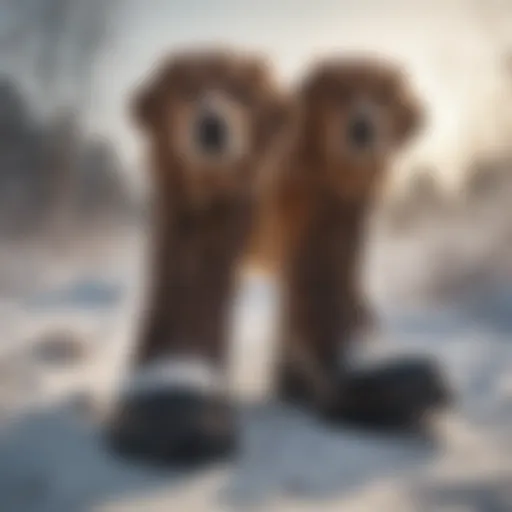 Muttluks boots protecting a dog's paws in a snowy field