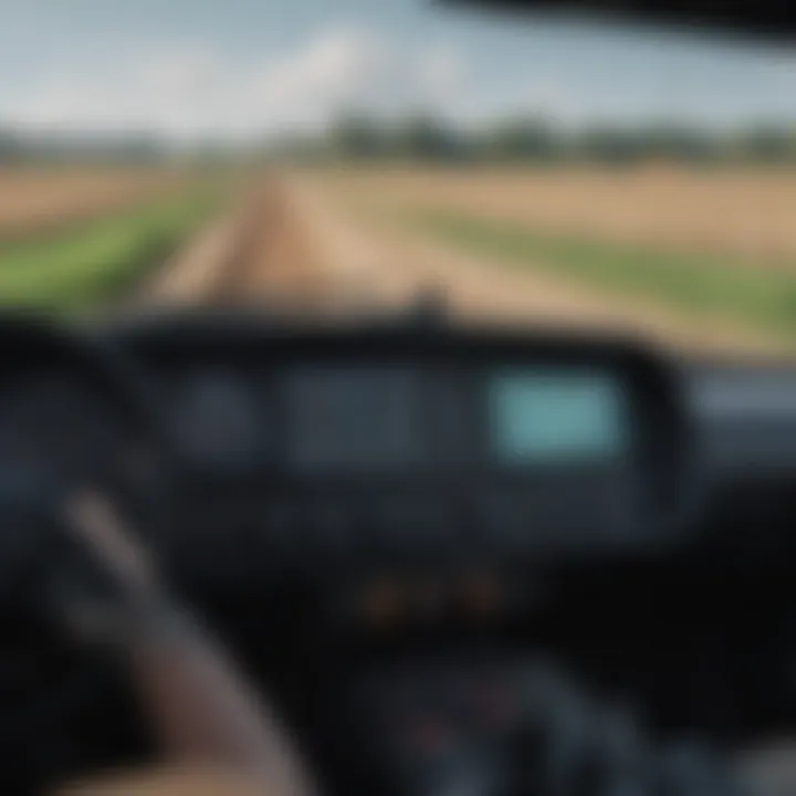 High-tech tractor dashboard displaying advanced features