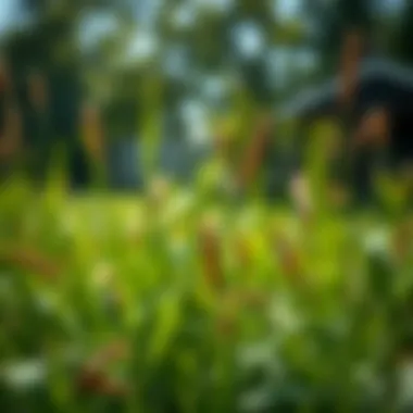 Diverse lawn weeds thriving in a backyard