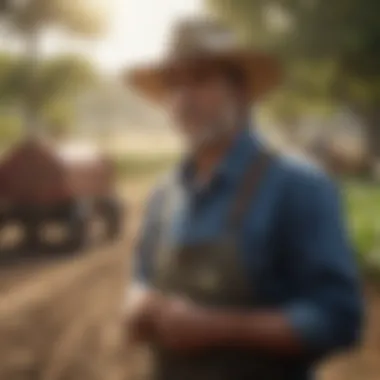 An engaged farmer discussing sustainable practices with customers