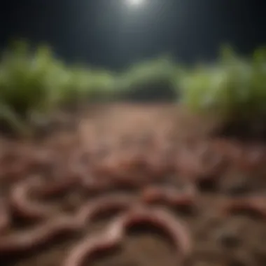 Thriving Worm Population in Nutrient-Rich Environment Healthy worms thriving in rich substrate