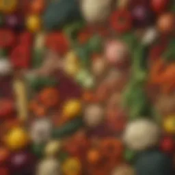 A vibrant assortment of vegetables and grains representing energy-rich food sources