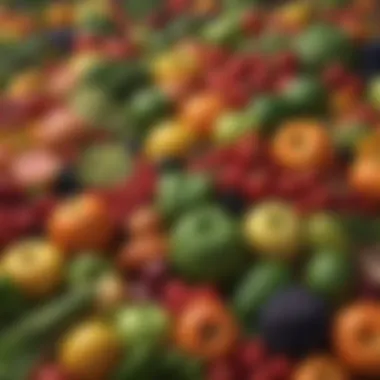 Cognitive Benefits of Fruits and Vegetables A vibrant array of fruits and vegetables known for their cognitive benefits.